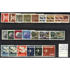 PORTUGAL, 1963, ANO COMPLETO, 21 VALORES, MNH